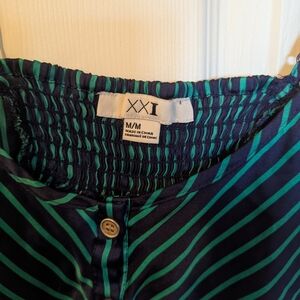 Forever 21 Green and Black Striped Blouse